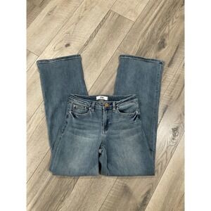 YMI Women Medium Wash Mid Rise Wide Leg Jeans Size 5/27 Stretch Denim